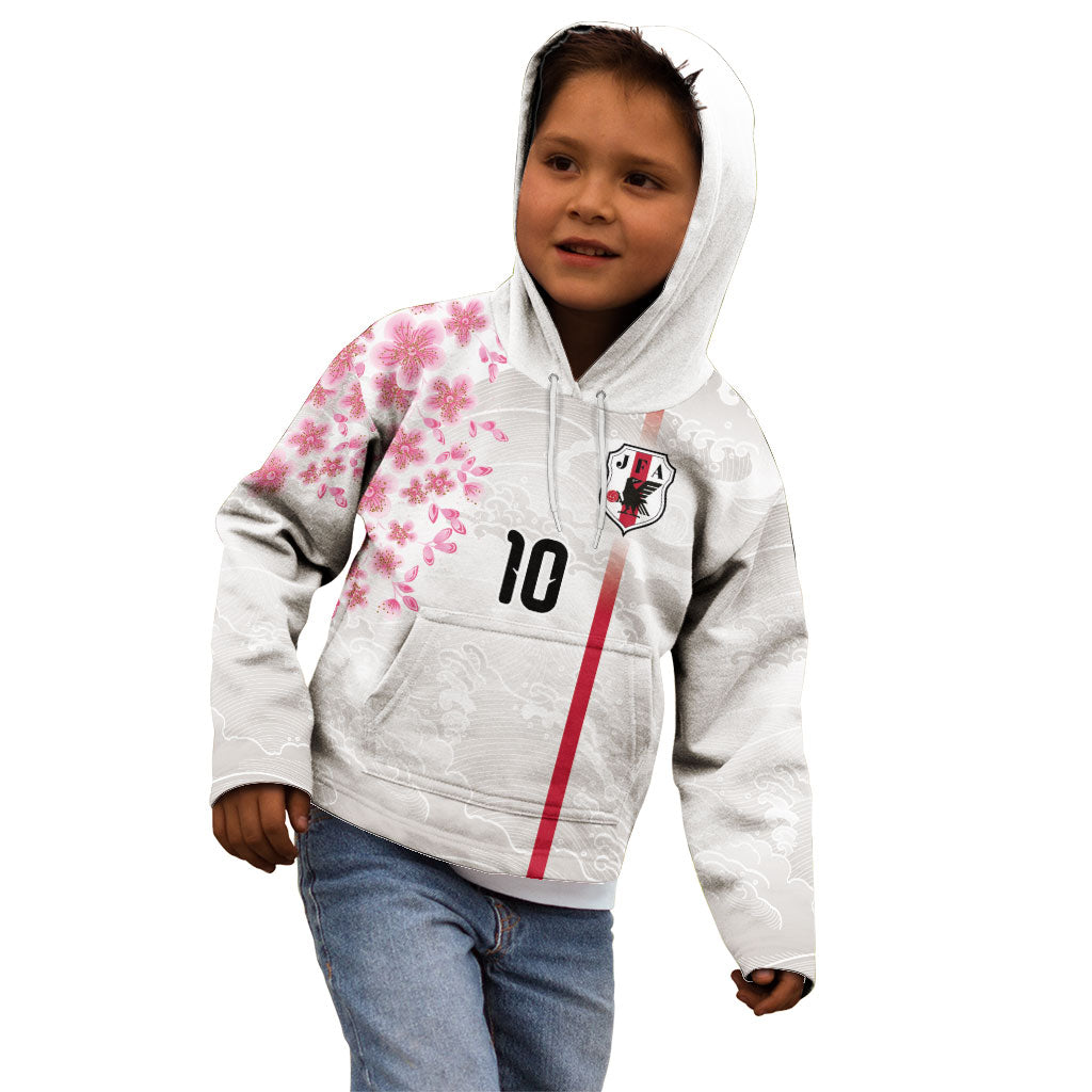 Custom Japan National Football Kid Hoodie Cherry Blossom Sakura Wave Traditional Graphic Art