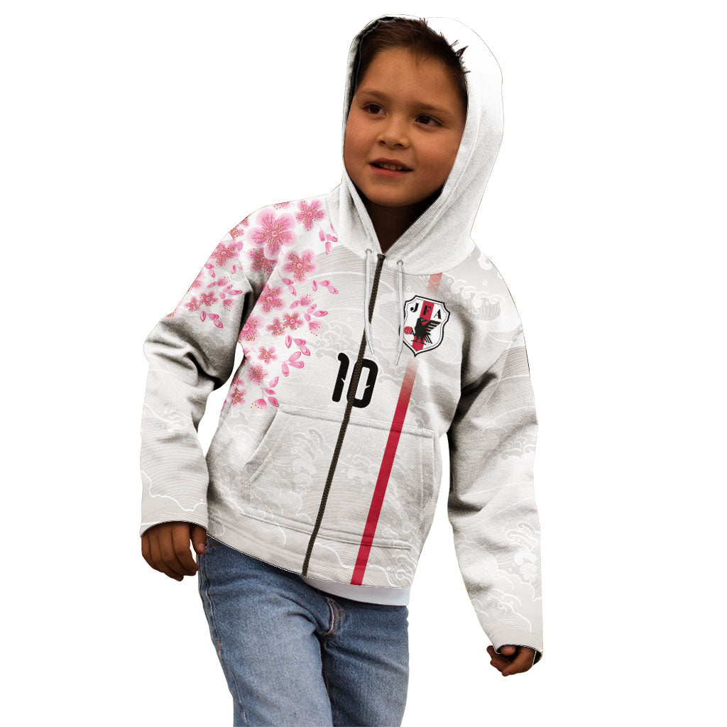 Custom Japan National Football Kid Hoodie Cherry Blossom Sakura Wave Traditional Graphic Art
