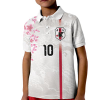 Custom Japan National Football Kid Polo Shirt Cherry Blossom Sakura Wave Traditional Graphic Art