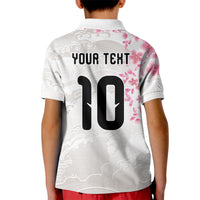 Custom Japan National Football Kid Polo Shirt Cherry Blossom Sakura Wave Traditional Graphic Art