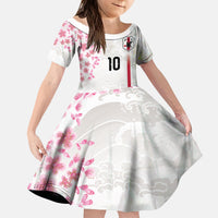 Custom Japan National Football Kid Short Sleeve Dress Cherry Blossom Sakura Wave Traditional Graphic Art