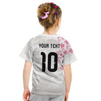 Custom Japan National Football Kid T Shirt Cherry Blossom Sakura Wave Traditional Graphic Art