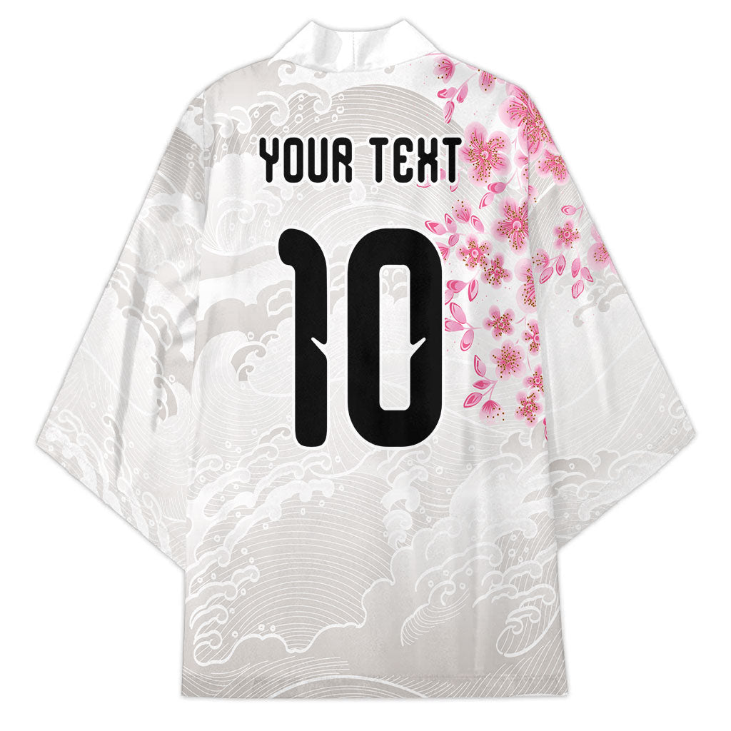 Custom Japan National Football Kimono Cherry Blossom Sakura Wave Traditional Graphic Art