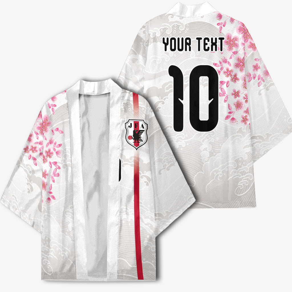 Custom Japan National Football Kimono Cherry Blossom Sakura Wave Traditional Graphic Art