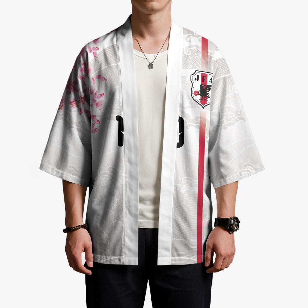 Custom Japan National Football Kimono Cherry Blossom Sakura Wave Traditional Graphic Art