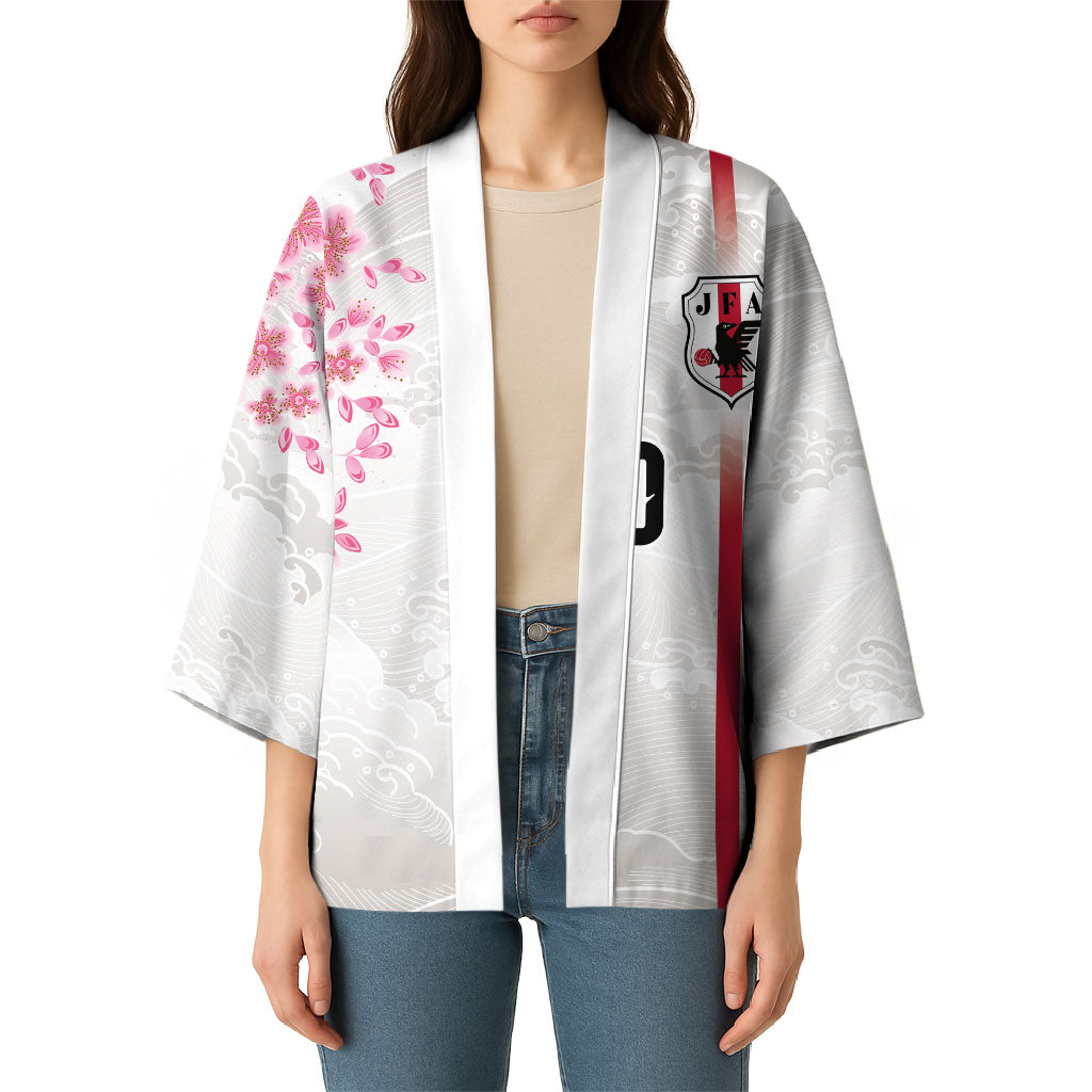 Custom Japan National Football Kimono Cherry Blossom Sakura Wave Traditional Graphic Art