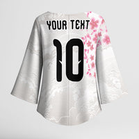 Custom Japan National Football Kimono Sleeve Blouse Cherry Blossom Sakura Wave Traditional Graphic Art