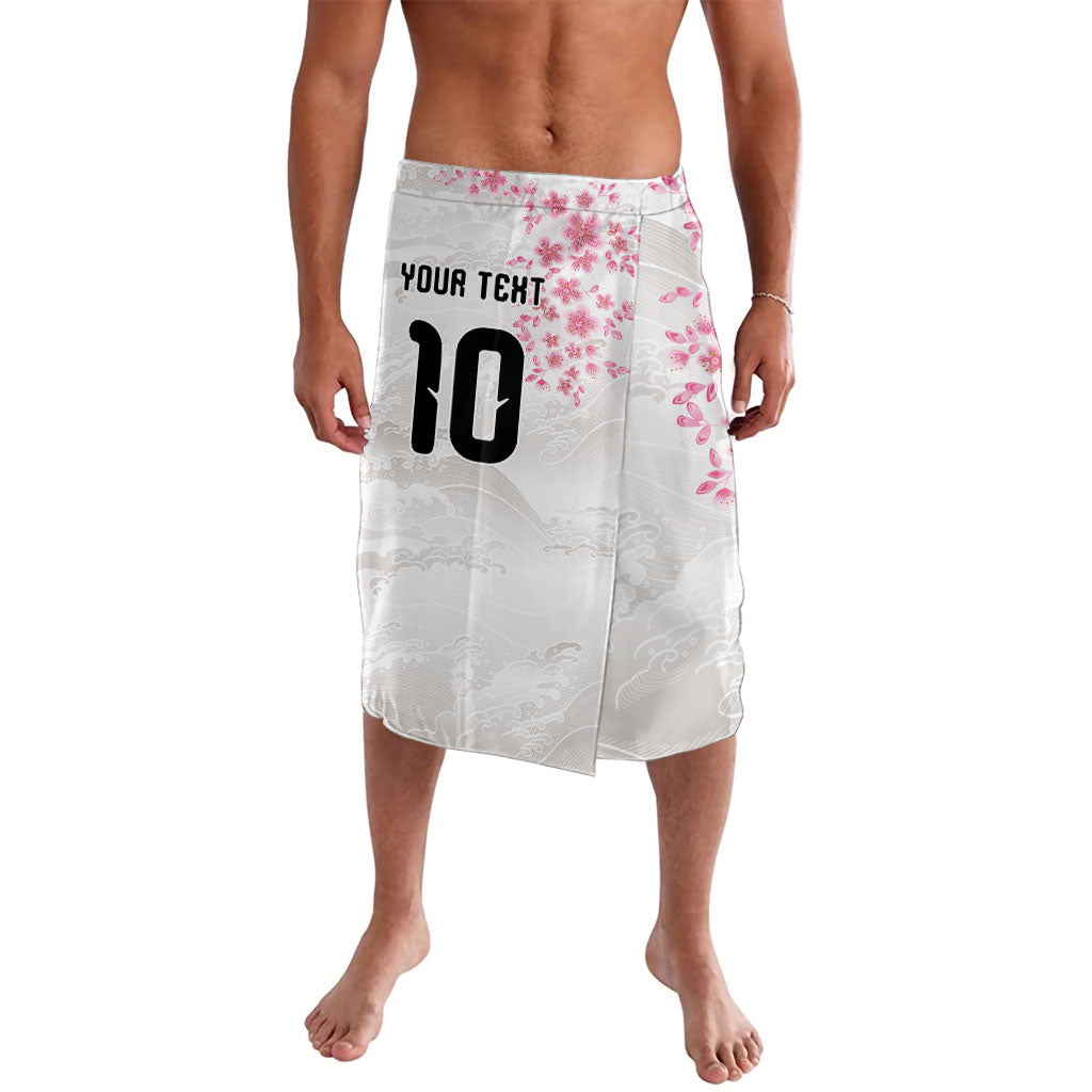 Custom Japan National Football Lavalava Cherry Blossom Sakura Wave Traditional Graphic Art