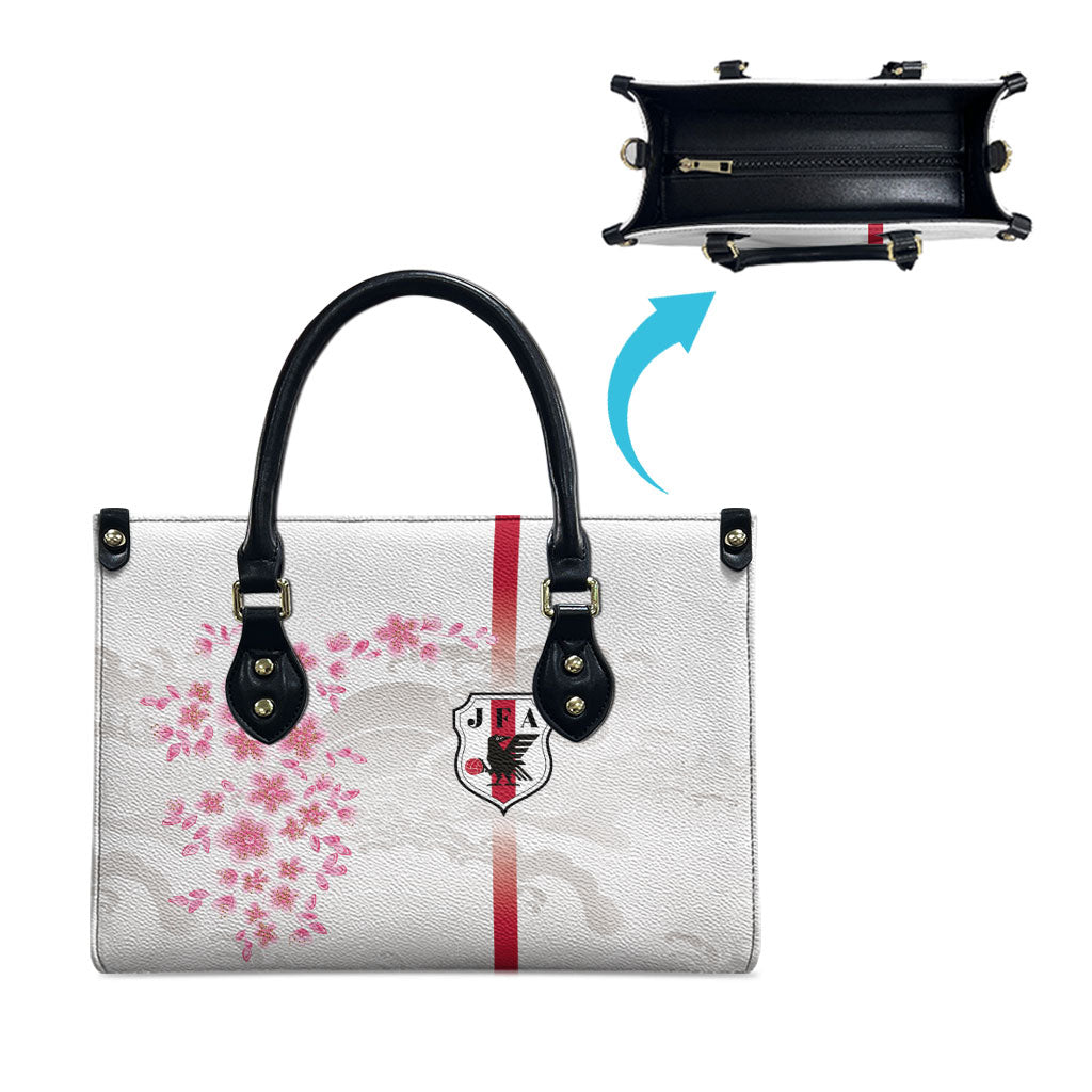 Japan National Football Leather Bag Cherry Blossom Sakura Wave Traditional Graphic Art
