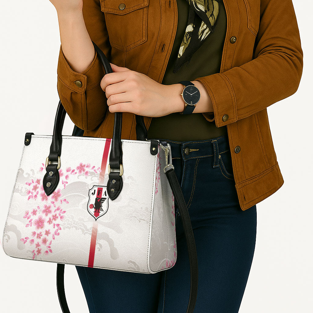 Japan National Football Leather Bag Cherry Blossom Sakura Wave Traditional Graphic Art