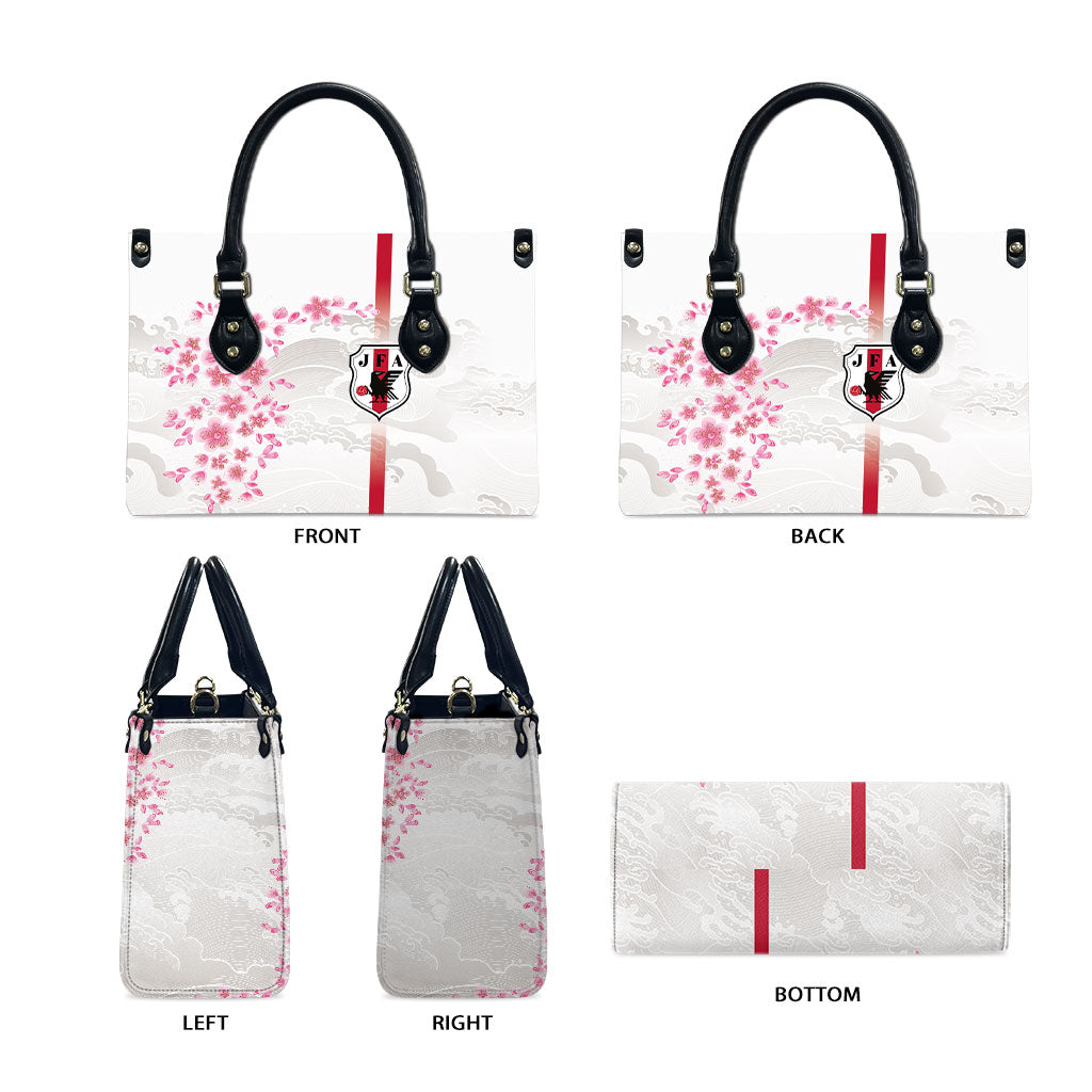 Japan National Football Leather Bag Cherry Blossom Sakura Wave Traditional Graphic Art