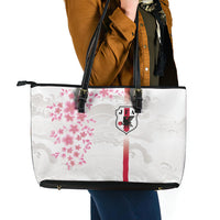 Japan National Football Leather Tote Bag Cherry Blossom Sakura Wave Traditional Graphic Art