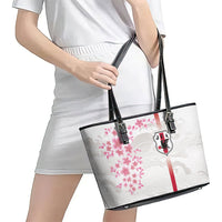 Japan National Football Leather Tote Bag Cherry Blossom Sakura Wave Traditional Graphic Art