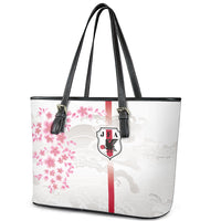 Japan National Football Leather Tote Bag Cherry Blossom Sakura Wave Traditional Graphic Art