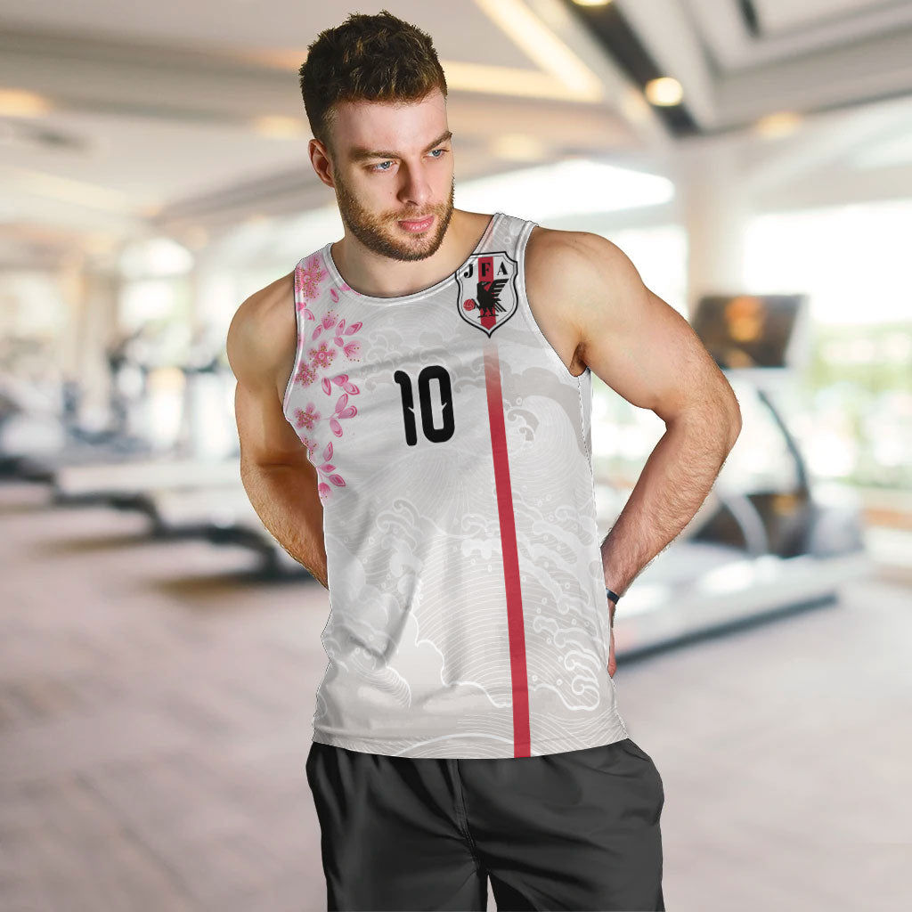 Custom Japan National Football Men Tank Top Cherry Blossom Sakura Wave Traditional Graphic Art