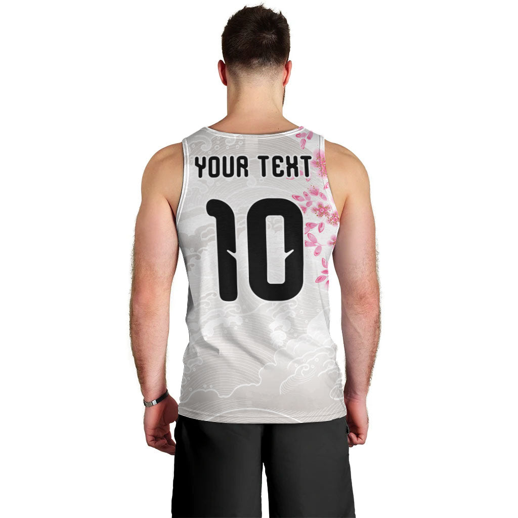 Custom Japan National Football Men Tank Top Cherry Blossom Sakura Wave Traditional Graphic Art