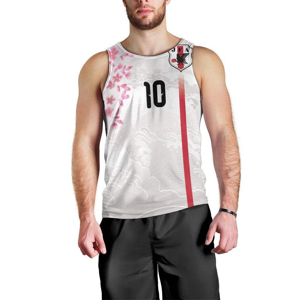 Custom Japan National Football Men Tank Top Cherry Blossom Sakura Wave Traditional Graphic Art