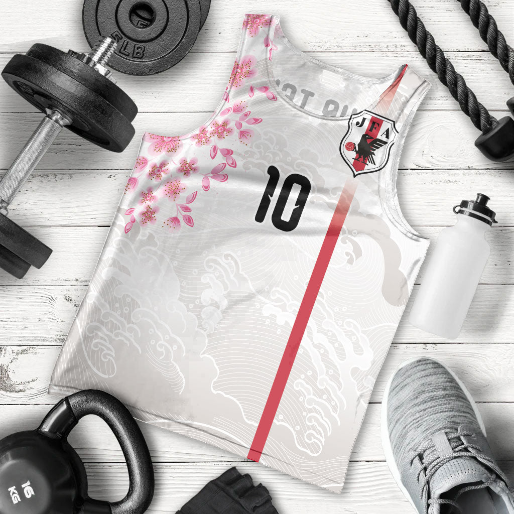 Custom Japan National Football Men Tank Top Cherry Blossom Sakura Wave Traditional Graphic Art