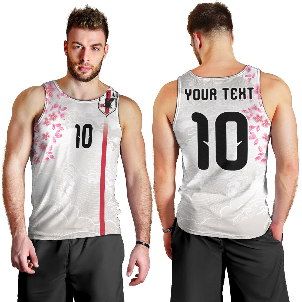 Custom Japan National Football Men Tank Top Cherry Blossom Sakura Wave Traditional Graphic Art
