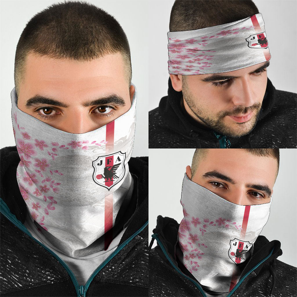 Japan National Football Neck Gaiter Cherry Blossom Sakura Wave Traditional Graphic Art