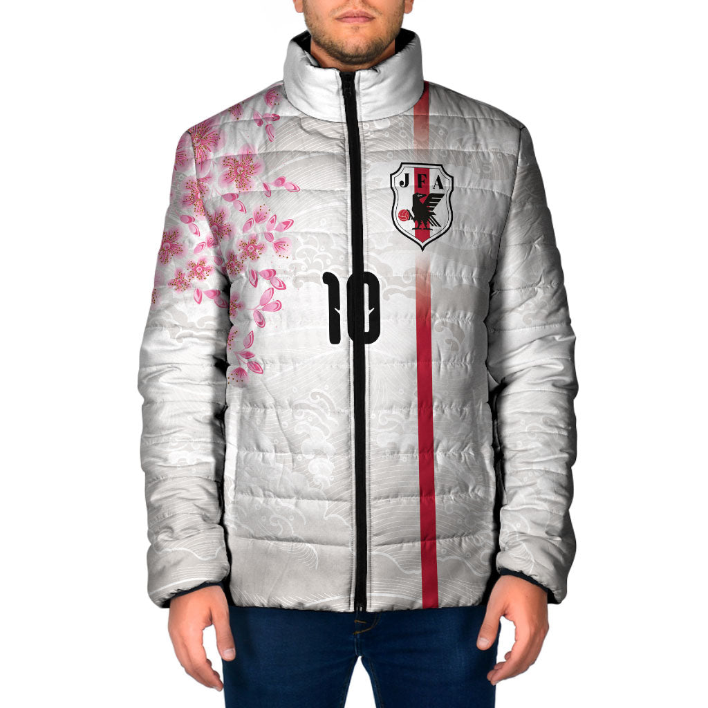 Custom Japan National Football Padded Jacket Cherry Blossom Sakura Wave Traditional Graphic Art