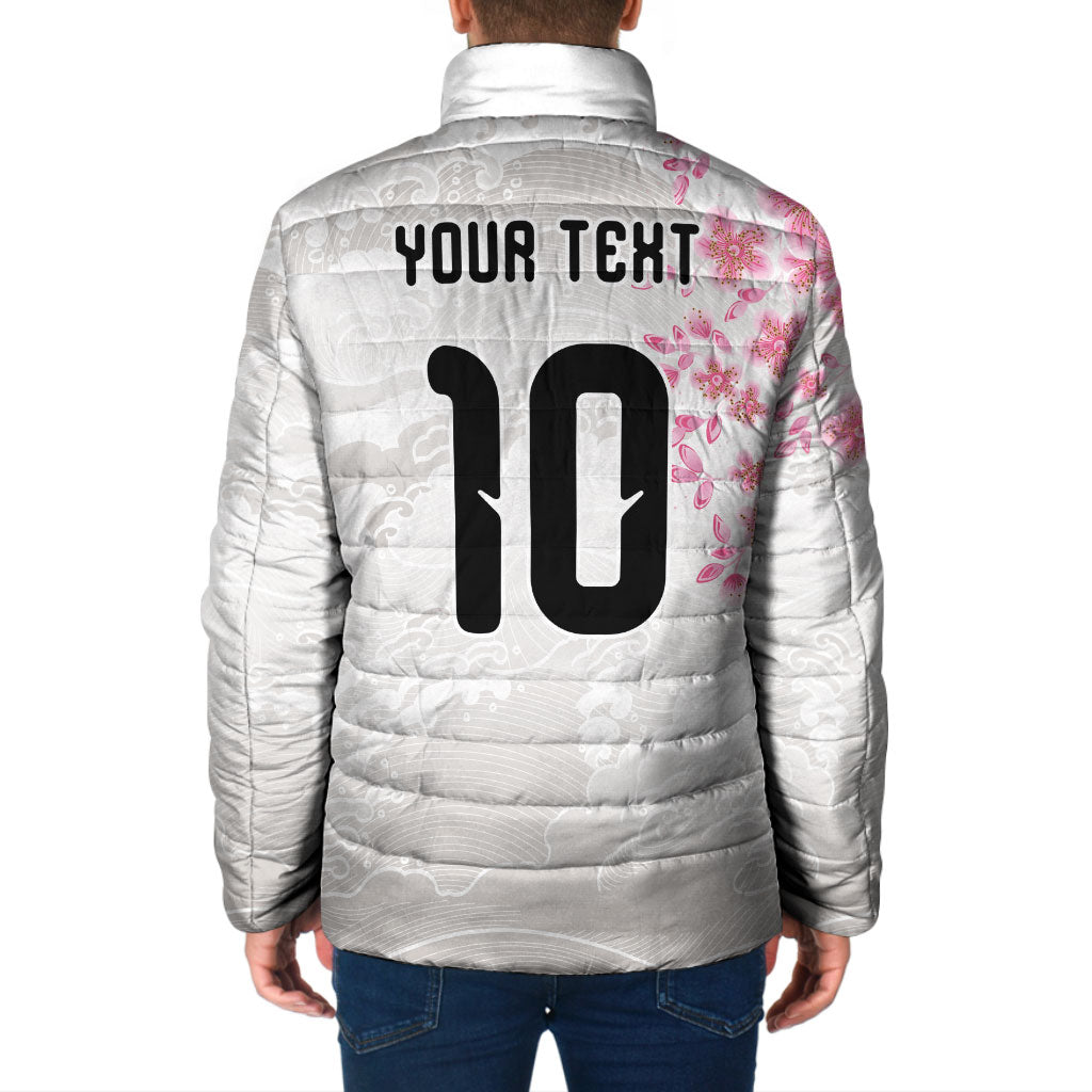Custom Japan National Football Padded Jacket Cherry Blossom Sakura Wave Traditional Graphic Art