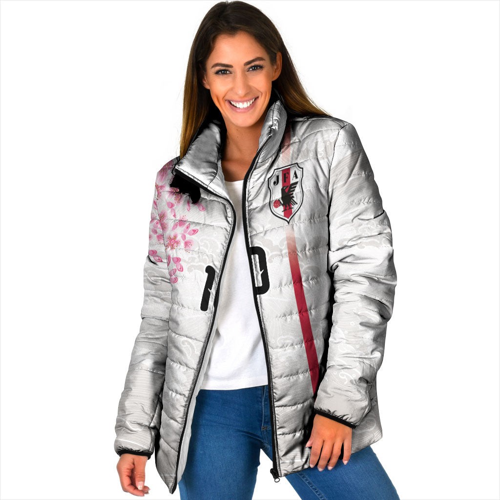 Custom Japan National Football Padded Jacket Cherry Blossom Sakura Wave Traditional Graphic Art