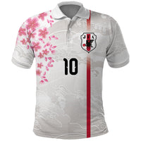 Custom Japan National Football Polo Shirt Cherry Blossom Sakura Wave Traditional Graphic Art
