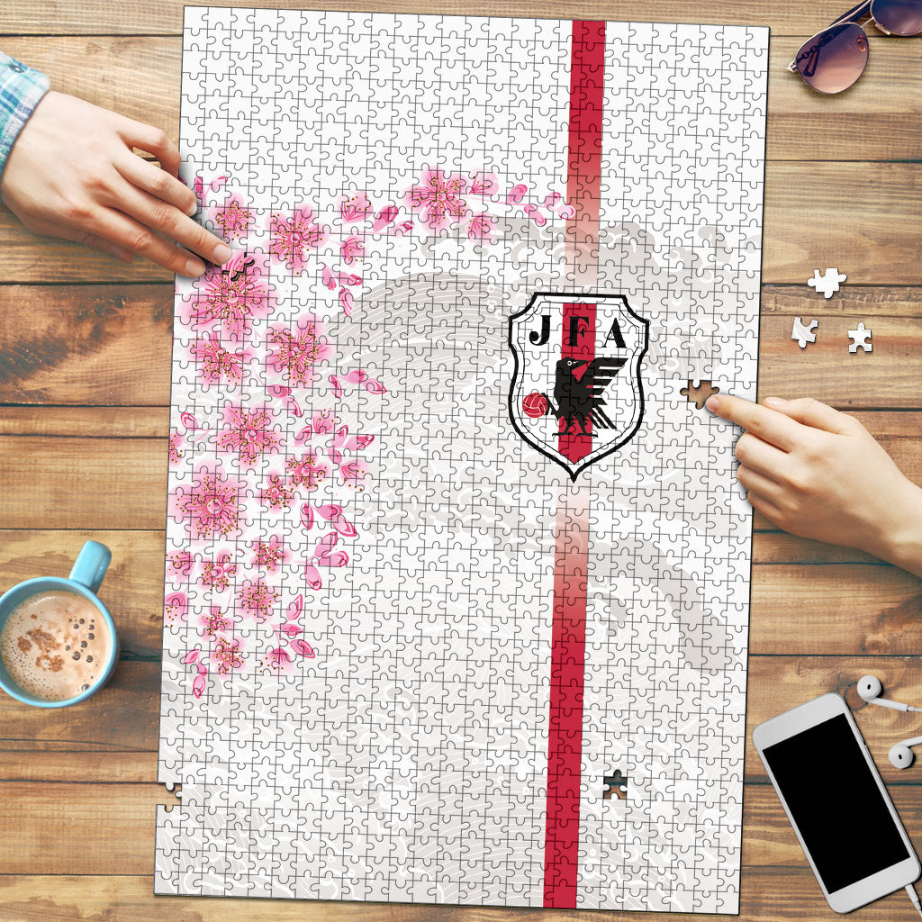 Japan National Football Puzzle Cherry Blossom Sakura Wave Traditional Graphic Art