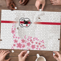Japan National Football Puzzle Cherry Blossom Sakura Wave Traditional Graphic Art