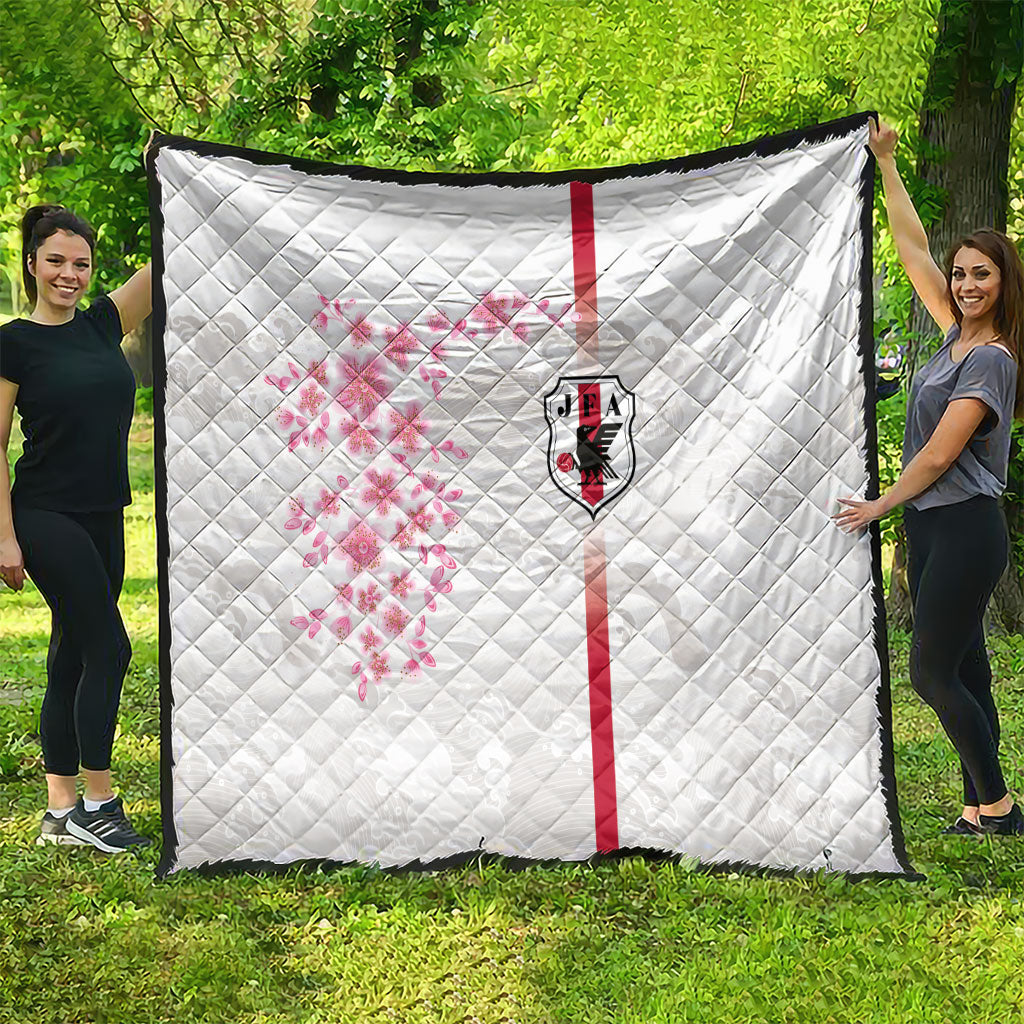 Japan National Football Quilt Cherry Blossom Sakura Wave Traditional Graphic Art