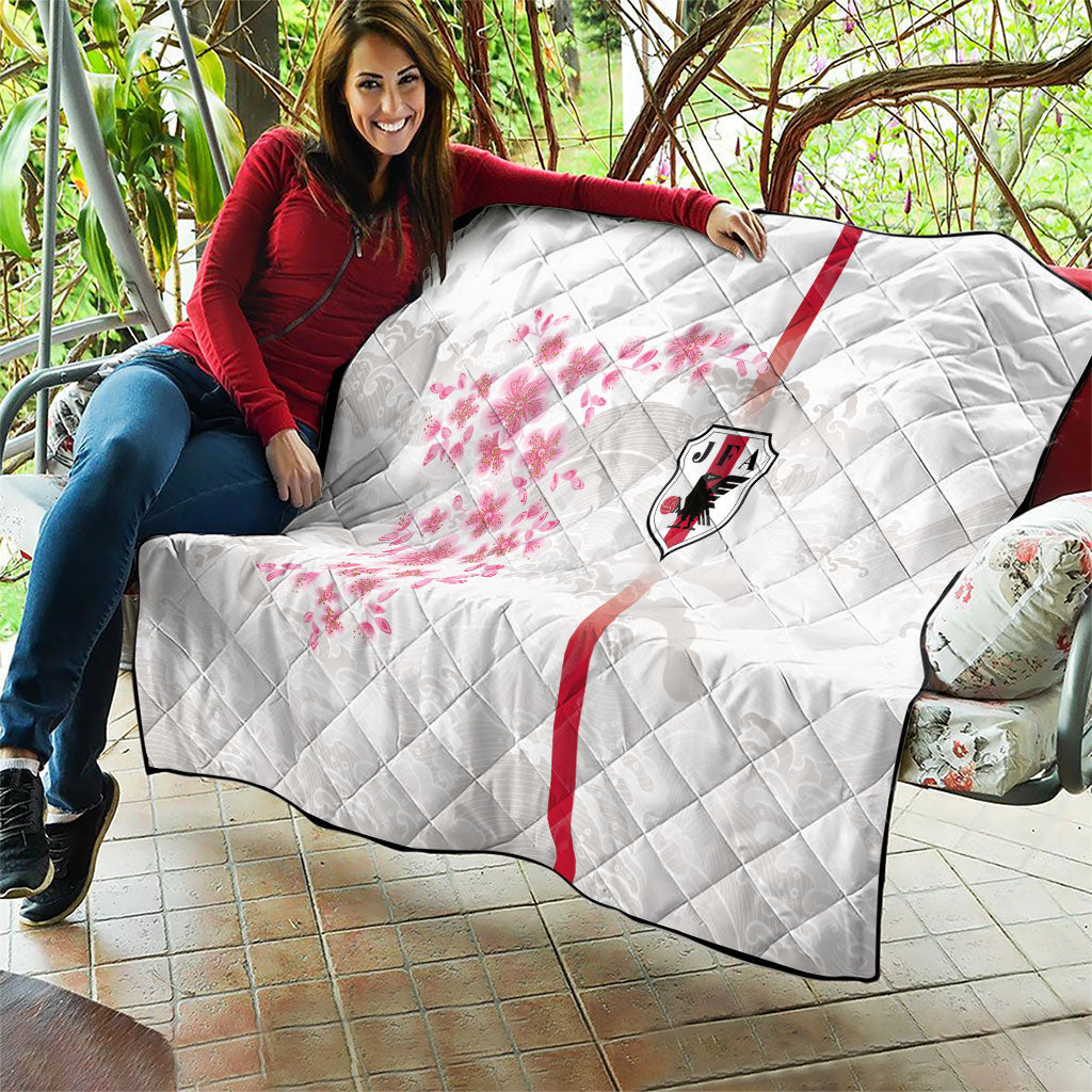 Japan National Football Quilt Cherry Blossom Sakura Wave Traditional Graphic Art