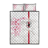 Japan National Football Quilt Bed Set Cherry Blossom Sakura Wave Traditional Graphic Art