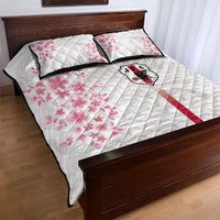 Japan National Football Quilt Bed Set Cherry Blossom Sakura Wave Traditional Graphic Art