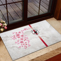 Japan National Football Rubber Doormat Cherry Blossom Sakura Wave Traditional Graphic Art