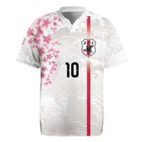 Custom Japan National Football Rugby Jersey Cherry Blossom Sakura Wave Traditional Graphic Art