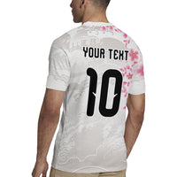 Custom Japan National Football Rugby Jersey Cherry Blossom Sakura Wave Traditional Graphic Art