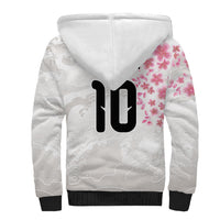 Custom Japan National Football Sherpa Hoodie Cherry Blossom Sakura Wave Traditional Graphic Art