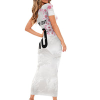 Custom Japan National Football Short Sleeve Bodycon Dress Cherry Blossom Sakura Wave Traditional Graphic Art