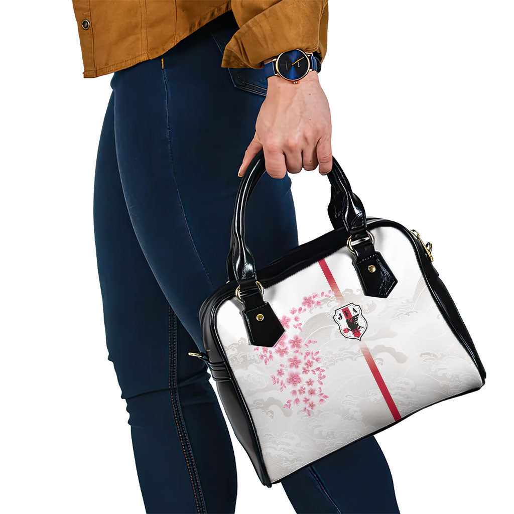 Japan National Football Shoulder Handbag Cherry Blossom Sakura Wave Traditional Graphic Art