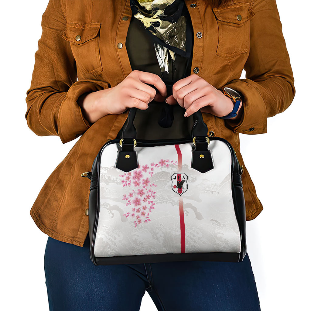 Japan National Football Shoulder Handbag Cherry Blossom Sakura Wave Traditional Graphic Art