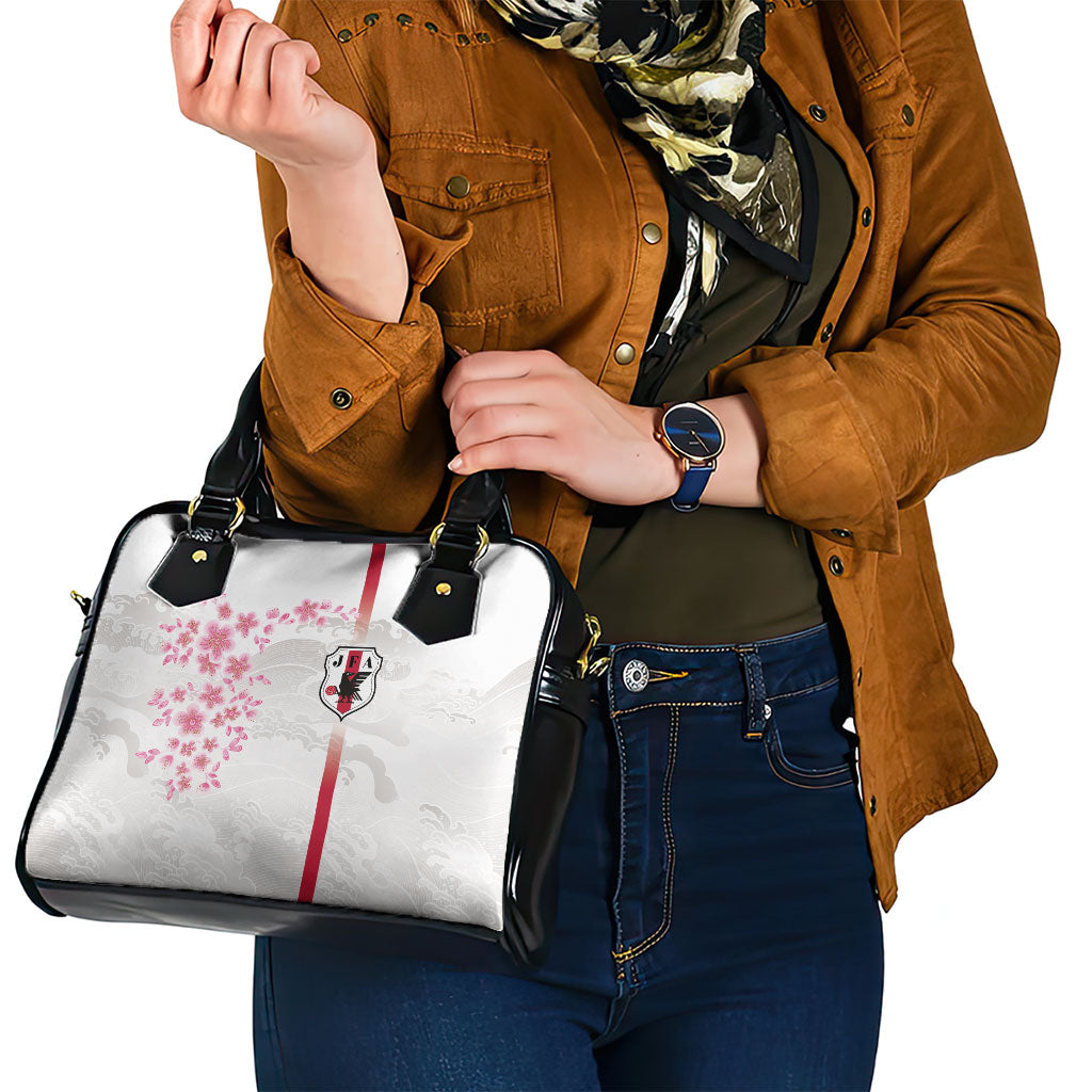 Japan National Football Shoulder Handbag Cherry Blossom Sakura Wave Traditional Graphic Art
