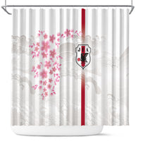 Japan National Football Shower Curtain Cherry Blossom Sakura Wave Traditional Graphic Art