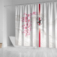 Japan National Football Shower Curtain Cherry Blossom Sakura Wave Traditional Graphic Art