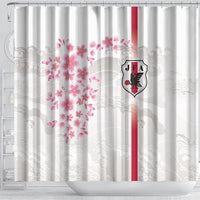 Japan National Football Shower Curtain Cherry Blossom Sakura Wave Traditional Graphic Art