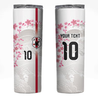 Custom Japan National Football Skinny Tumbler Cherry Blossom Sakura Wave Traditional Graphic Art