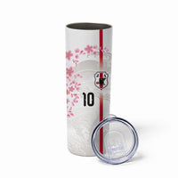 Custom Japan National Football Skinny Tumbler Cherry Blossom Sakura Wave Traditional Graphic Art