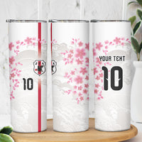 Custom Japan National Football Skinny Tumbler Cherry Blossom Sakura Wave Traditional Graphic Art