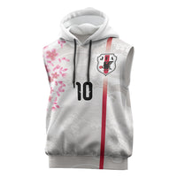 Custom Japan National Football Sleeveless Hoodie Cherry Blossom Sakura Wave Traditional Graphic Art