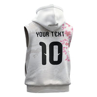 Custom Japan National Football Sleeveless Hoodie Cherry Blossom Sakura Wave Traditional Graphic Art